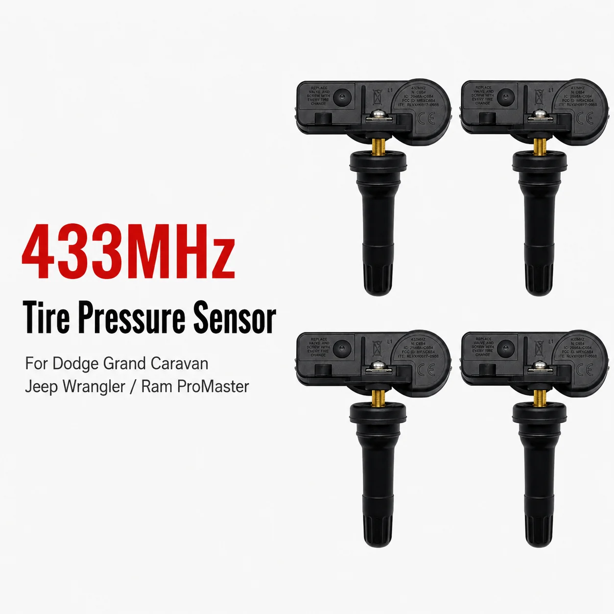 

1/4PCS Tire Pressure Sensor 433MHz For Dodge Grand Caravan Jeep Wrangler Ram ProMaster 68402371AA