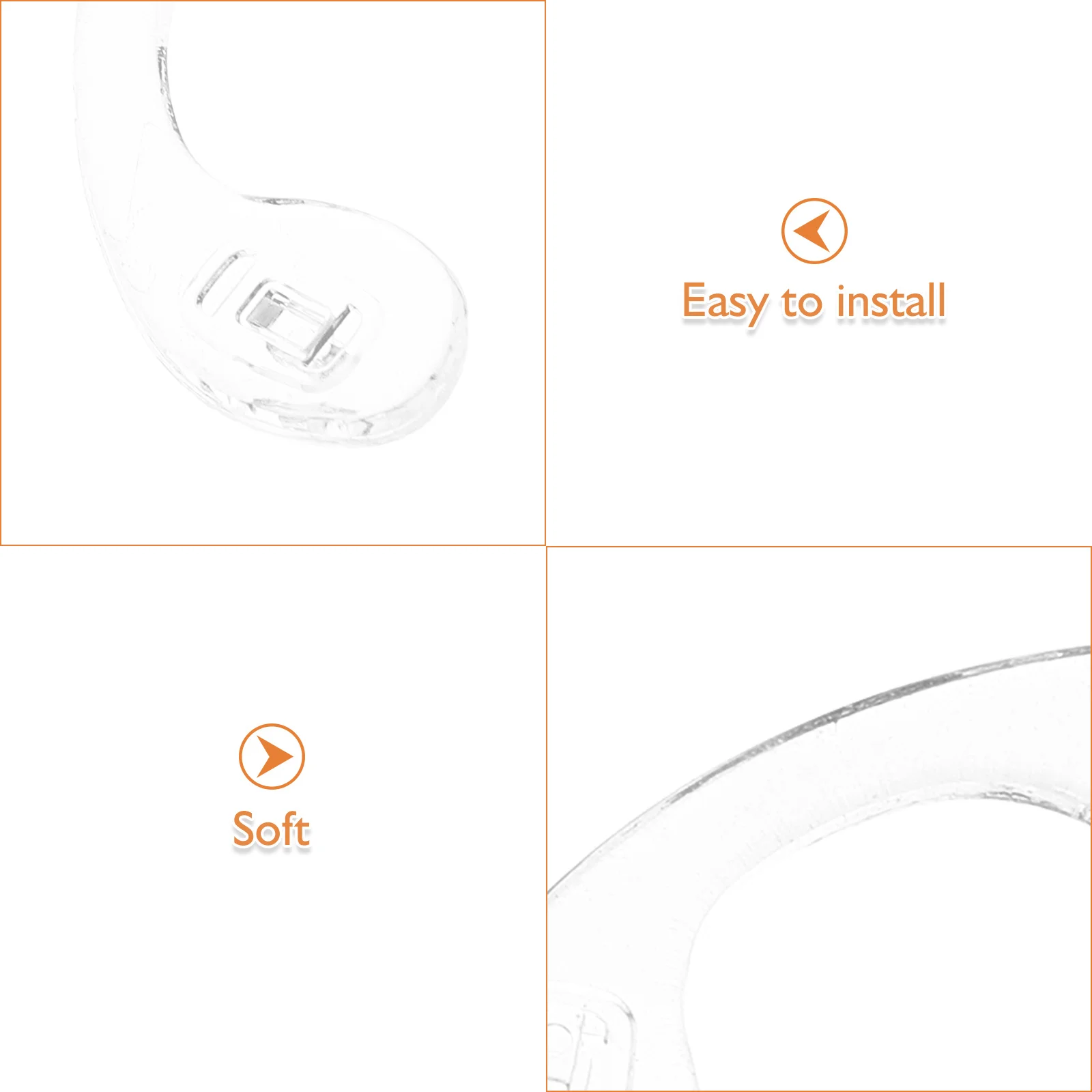 แผ่นรองจมูกซิลิโคนรูปตัวยู 6 ชิ้น แบบใส รองรับสะโพกแว่นตา ป้องกันการลื่น ยึดติดแน่น สำหรับแว่นสายตา แว่นกันแดด แบบยาว