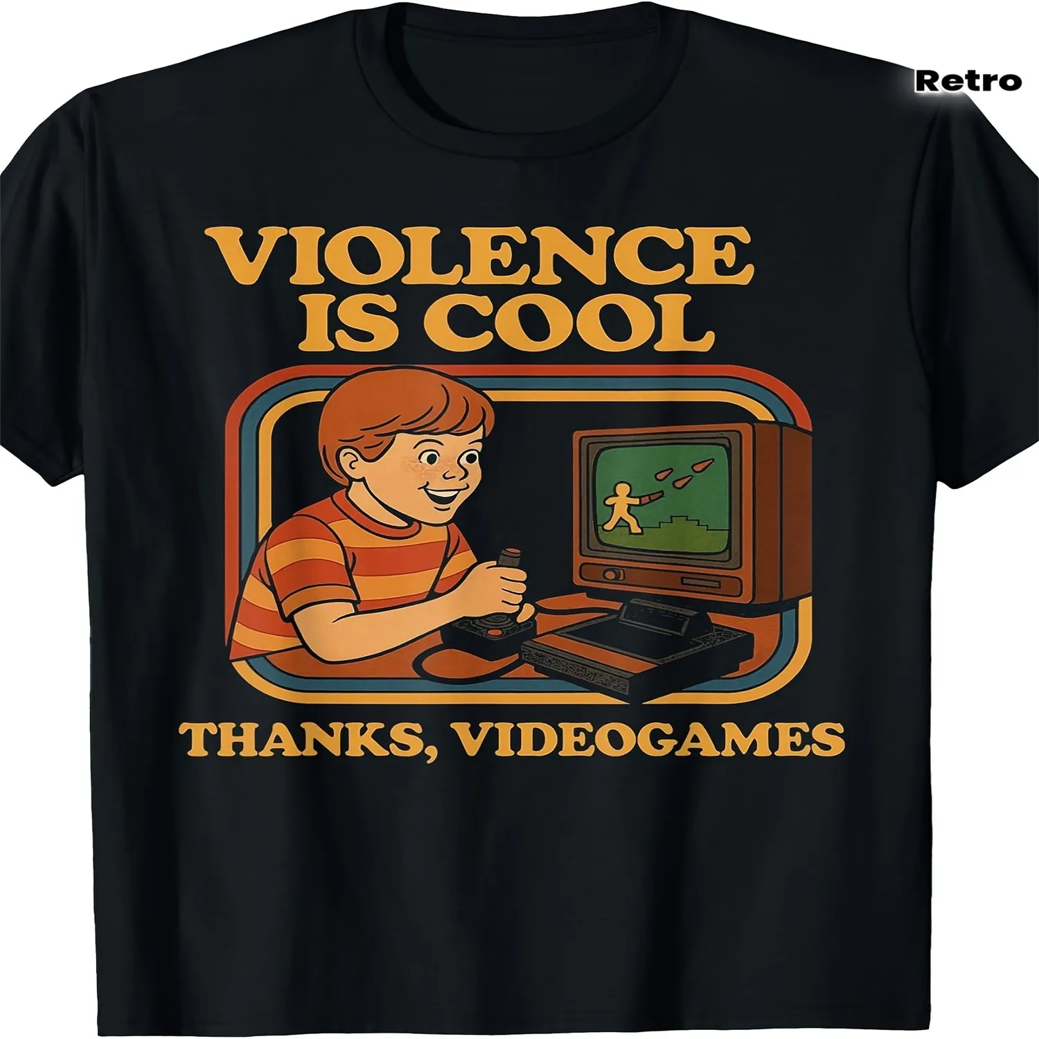 This Humorous Retro-Style T-Shirt, Suitable for Both Men And Women, Features a Funny Print That Says 'Violence Is Cool Thanks, Video Games ' It'S a Pure 220G Fabric Short-Sleeve Shirt Perfect for Everyday Wear Shirt, Art Print Tshirt