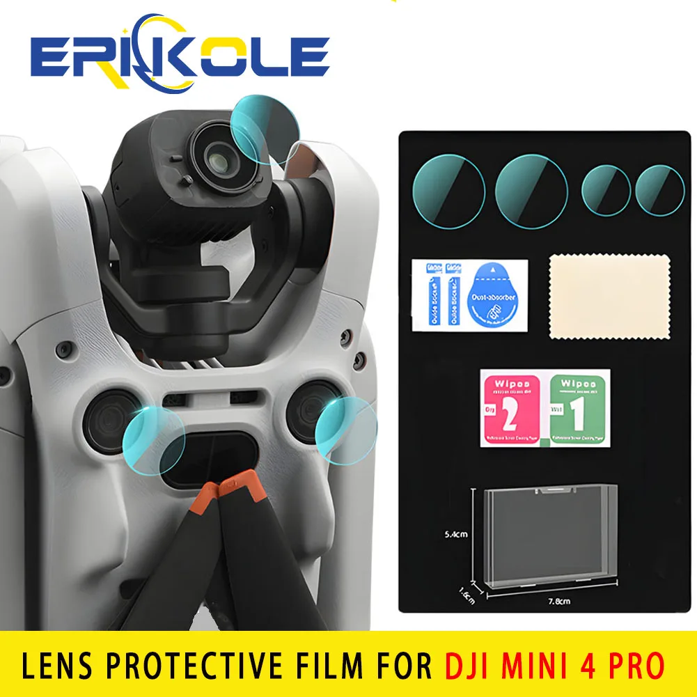 

2PC Screen Protector Film for DJI Mini 4 Pro Drone Accessories Lens Protective Film Anti-scratch HD Tempered Glass Film