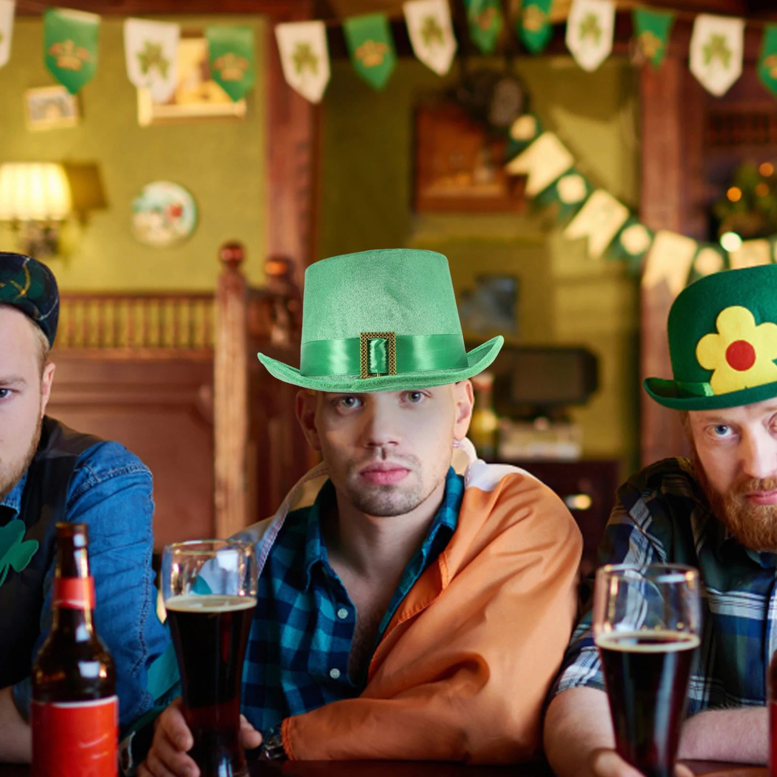 

4pcs Shamrock Eyebrow Kit Clover Hat Costume Leprechaun Party Accessories Irish Cosplay Festival Patrick