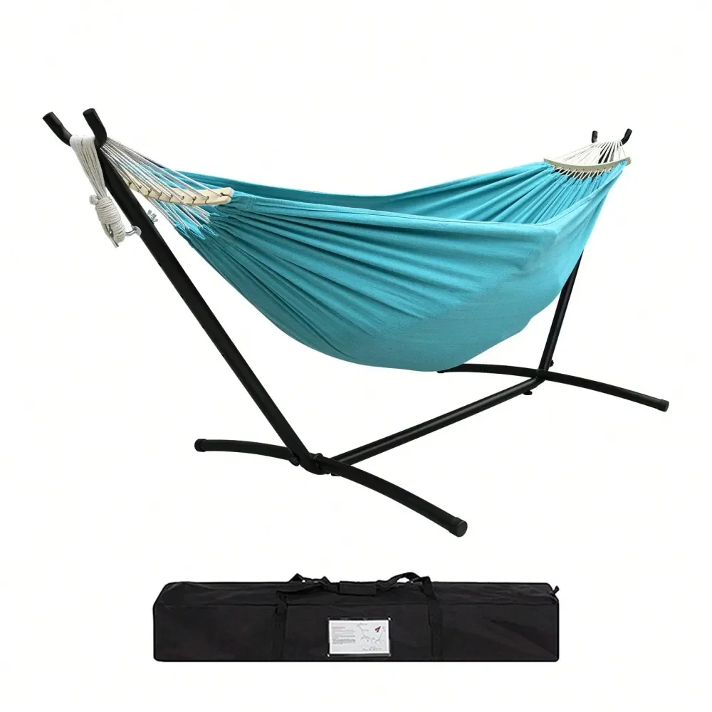 

Double Hammock With Stand Included 450lb Capacity Steel Stand, Premium Carry Bag Included And Two Anti Roll Balance Beam