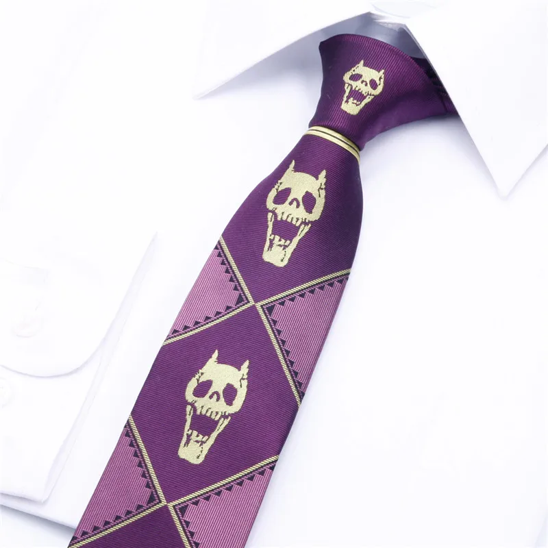 JoJo Bizarre Adventure KILLER QUEEN Kira Yoshikage Skull Neck Tie Cosplay Costumes Halloween Masquerade Party Christmas Gifts