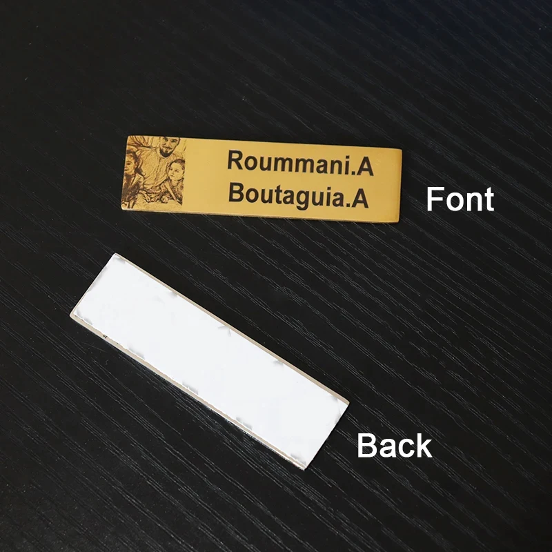 Creativo 70*20mm de acero inoxidable grabar texto nombre foto Logo adhesivo buzón broche personalizado ID puerta etiqueta placa broche joyería