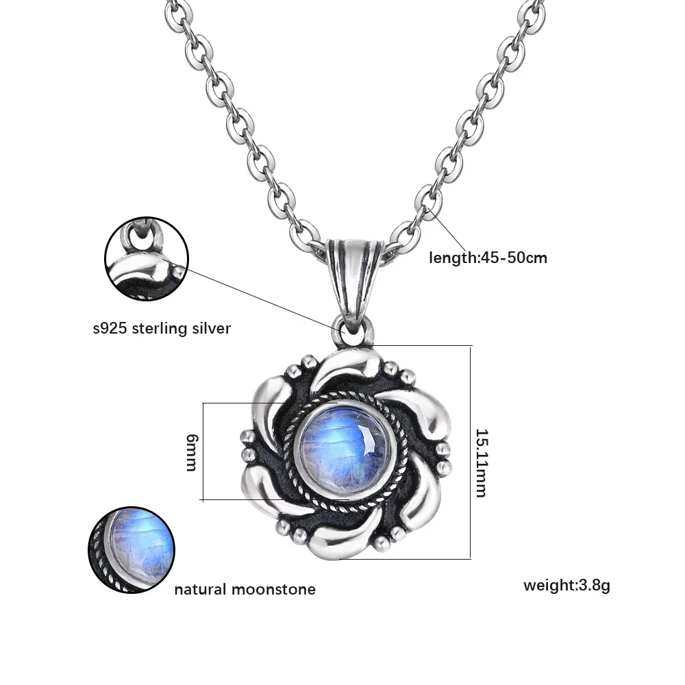 Women's 9k Geometric Kite Shape Moonstone Silver Pendant