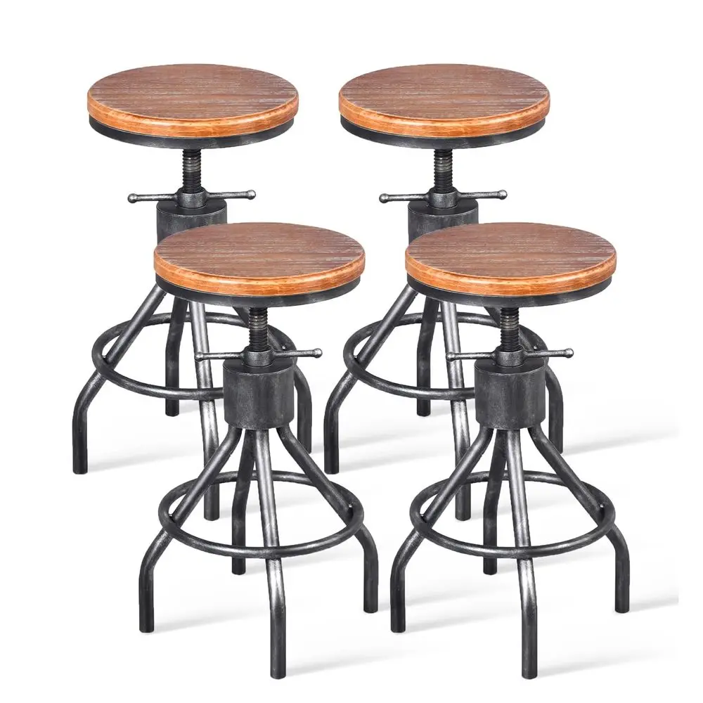 

of 4, 23inch33inch Adjustable Height Industrial Swivel Solid Wood IndoorOutdoor Use Chic Dining Bistro Cafe Side Barstool Bar C