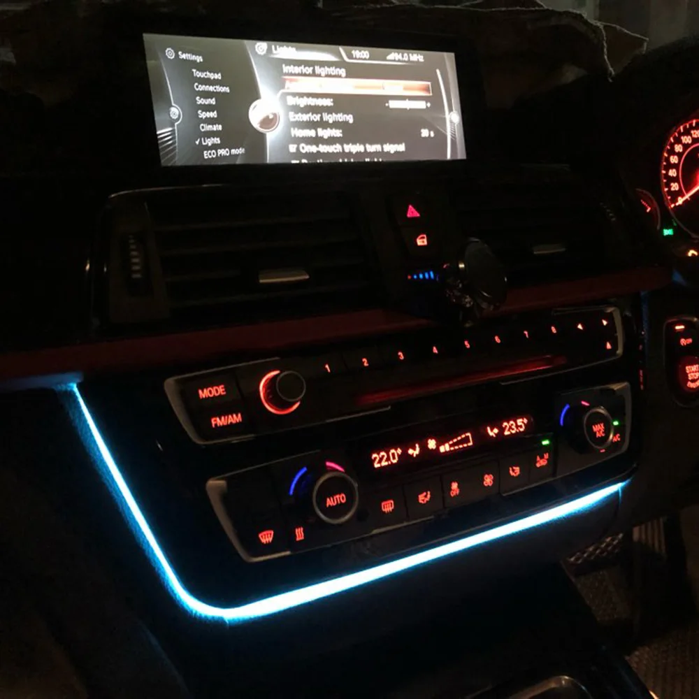 For BMW 3 & 4 Series Radio Trim Led Dashboard Atmosphere Light AC Panel Light F30 LCI with Blue and Orange Color Center Console