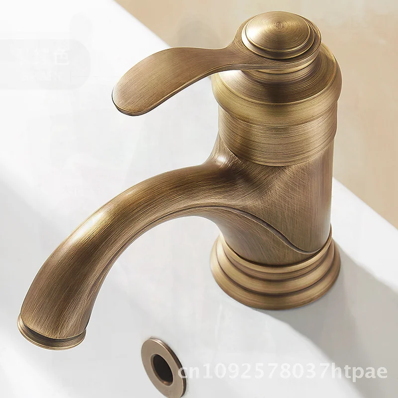 

Gold Plated Antique European Style Bathroom Faucet with Blue And White Porcelain Basin - High Quality All Copper Hot/Cold Water