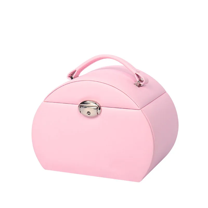 Pink jewelry box with lock jewelry storage gold jewelry silver jewelry anti-oxidation high-grade portable box female