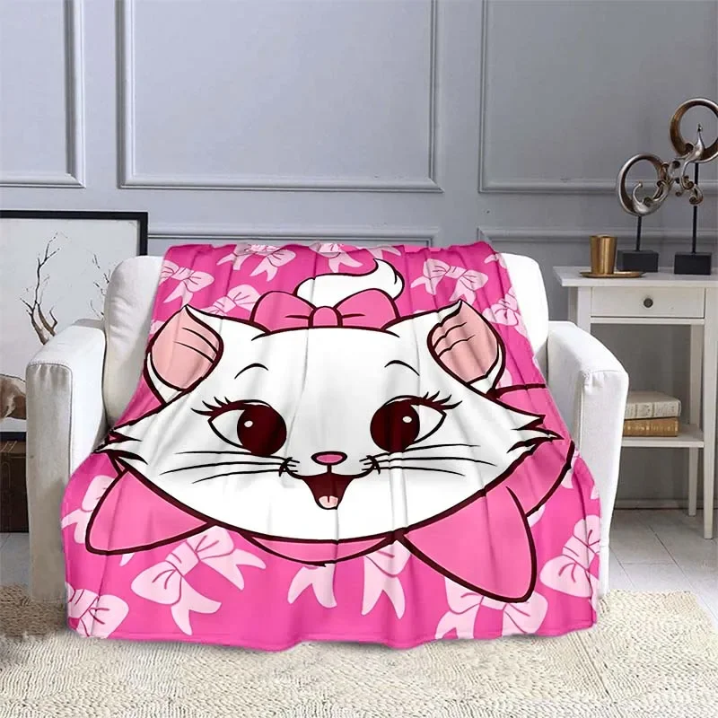 Pink Disney Cat Marie Printed Blanket Children Adult Blanket Soft and Warm Bedding for Bed Sofa Outdoor Travel Cover Blanket