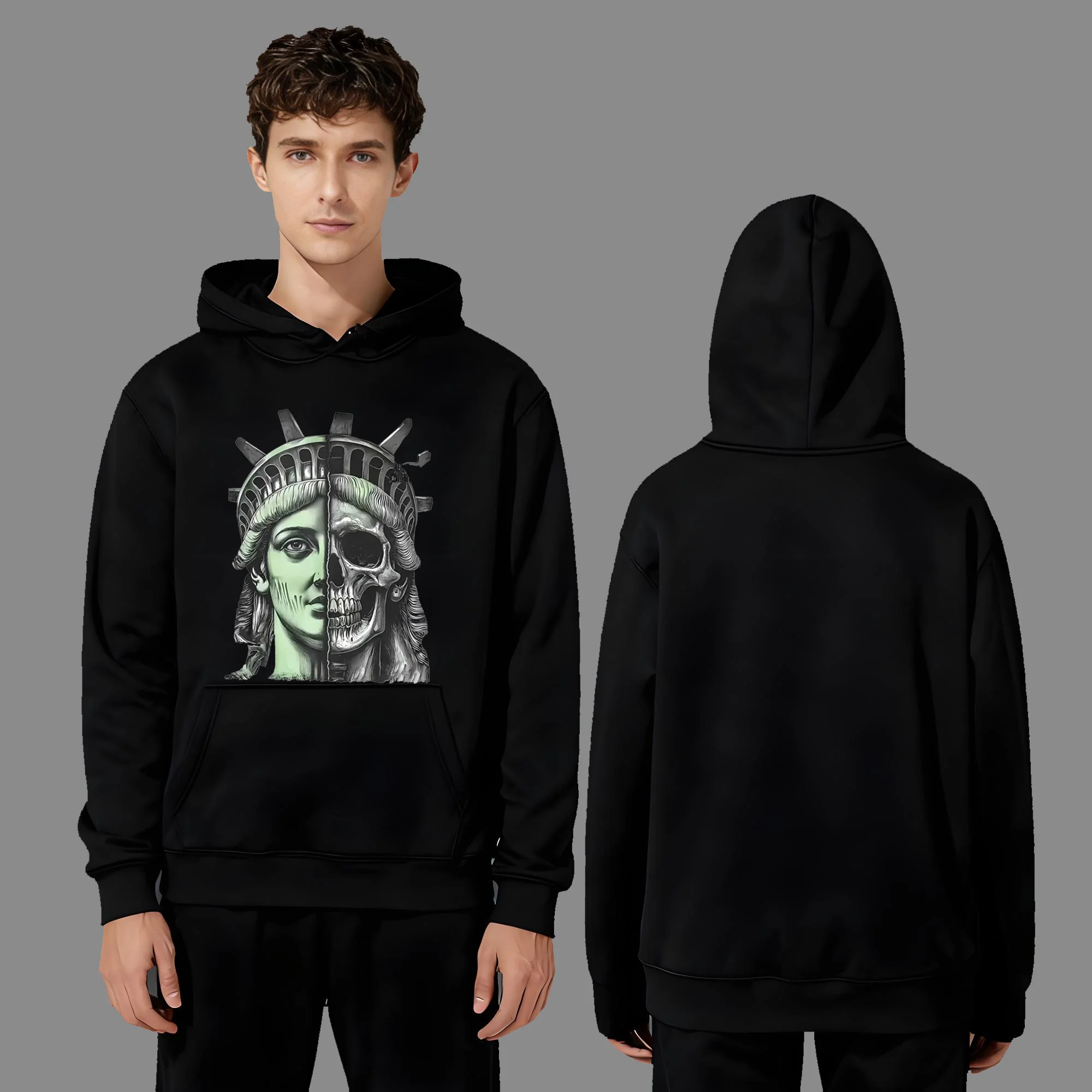 

Новейшая модная и повседневная толстовка с капюшоном в тяжелом весе 330 г для мужчин и женщин в 2023 году с рисунком Статуи Свободы.