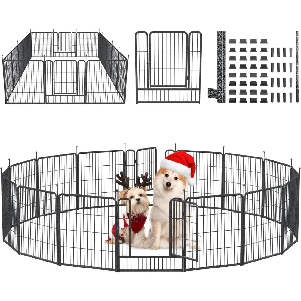 Mr IRONSTONE Dog Playpen with Anti-Rust Coating, Dog Fences, Dog Pens Outdoor/Indoor Pet Playpen for Large/Medium/Small Dogs