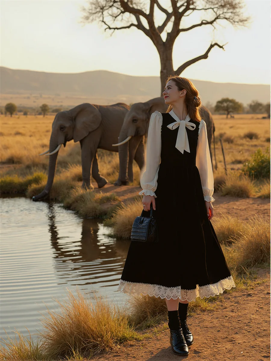 Vestido feminino preto regular ajuste estilo preppy outono primavera em camadas vestidos de verão rosa trabalho elegante frisado dupla face halterneck