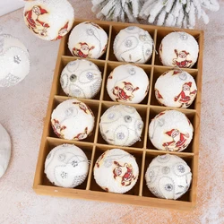 2/1pcs 8cm White Christmas Balls Ornament Glitter Christmas Tree Hanging Ball Pendants For Home Xmas 2023 New Year Decor Navidad