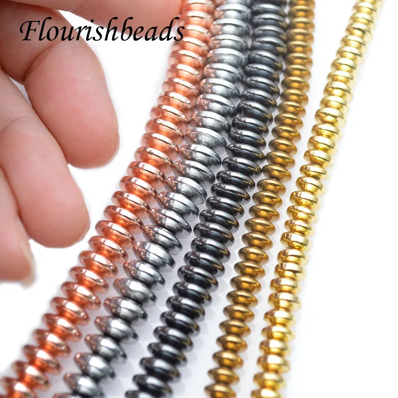 

Wholesale High Quality Grade AA Hematite 3x8mm Flying Saucer Rondelle Spacer Loose Beads 5 Strands Per Lot