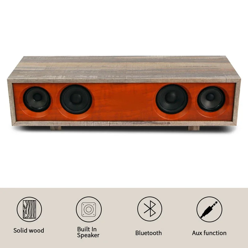 Bluetooth HI-FI Retro 2X15W Speaker wooden case with stand