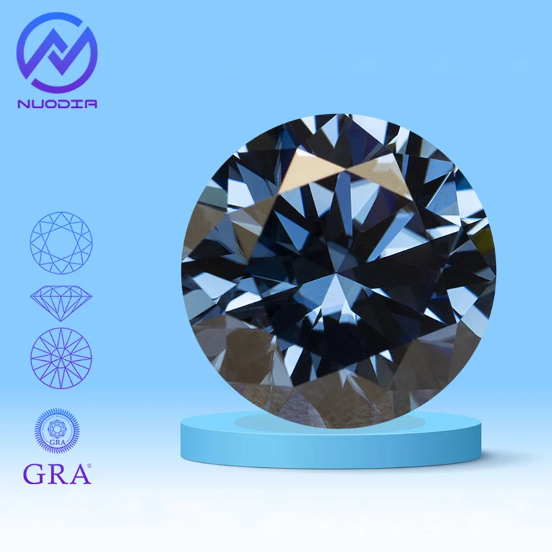 

Natural Royal Blue Round Moissanite Stone 0.5-5.0ct VVS1 GRA Certified Moissanita Loose Gemstones Pass Tester with Certificate