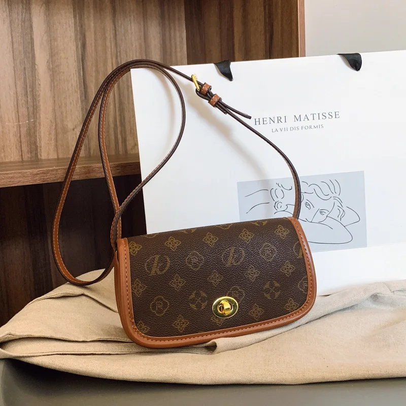 

Квадратная сумка с винтажным принтом 2024, модная женская сумка через плечо, универсальная сумка через плечо, минималистичная сумка «день-ночь»