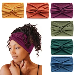 Brede Hoofdband Voor Vrouwen Effen Kleur Gedraaide Kriskras Elastische Haarband Yoga Hardlopen Sport Antislip Zweet Haaraccessoires