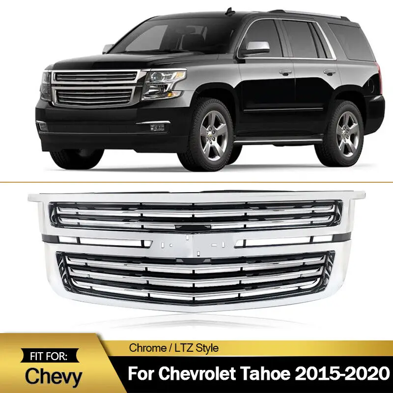 For 2015-20 Chevy Tahoe Suburban LTZ Style Front Bumper Grille Grill Chrome Trim