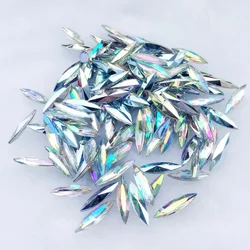 4*15mm AB Colorful Horse eye Pointback Acrylic rhinestone trim stones and Crystals Decoration Accessories 150PCS -HE89