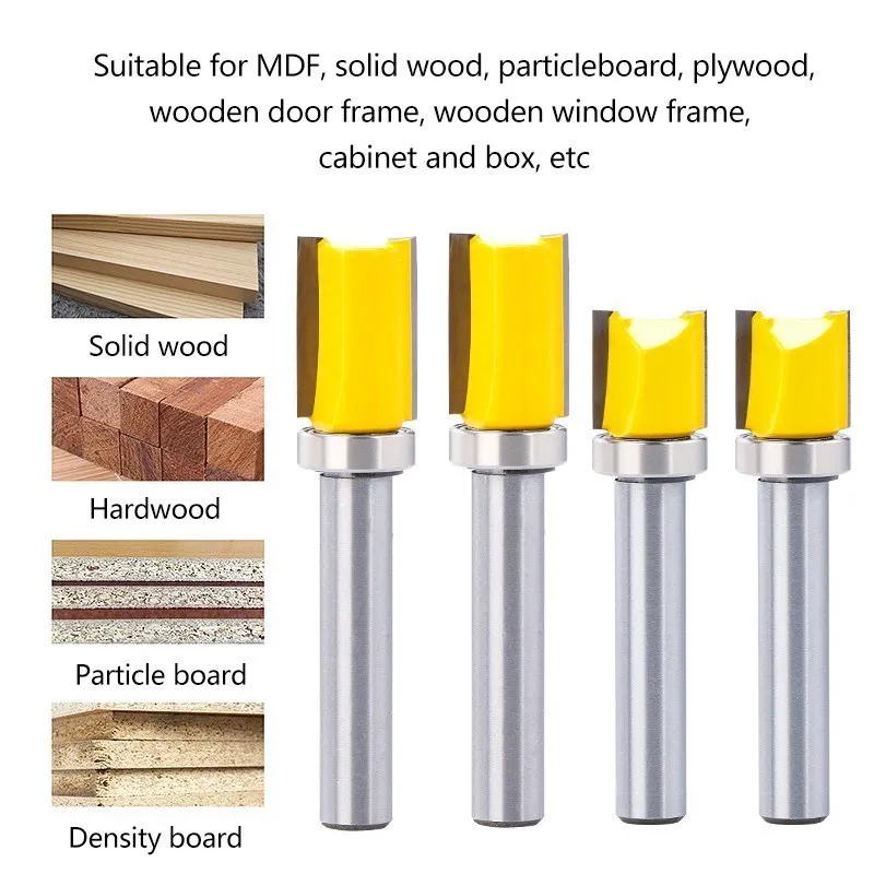 HAMPTON Fräser 8mm Schaft Flush Trim Router Bit Mit Boden Lager 12,7mm Klinge Holz Muster Bit Holzbearbeitung werkzeug