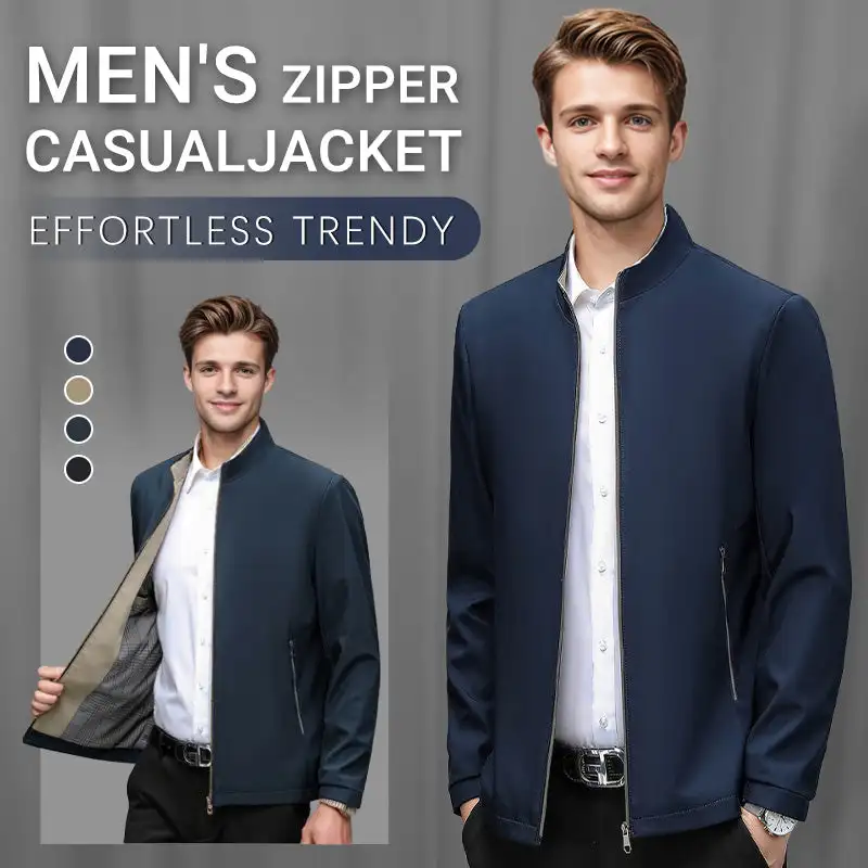 Men's Lightweight Jackets Casual Standing Collar Coat Windbreaker Stylish Light Golf Full Zip Up Work Dress Business Varsity