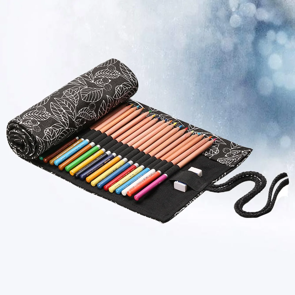 Pens + Pencil Coloured Pencils Portable Pouch Colored for Adults Black Storage Organizer