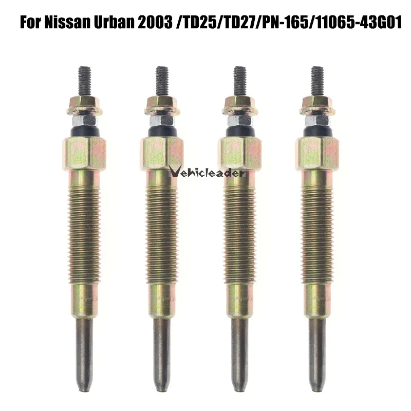 4Pcs/Set Aluminum Alloy Car Heater Glow Plugs For Nissan Urban 2003 /TD25/TD27/PN-165/11065-43G01 Modification Accessories