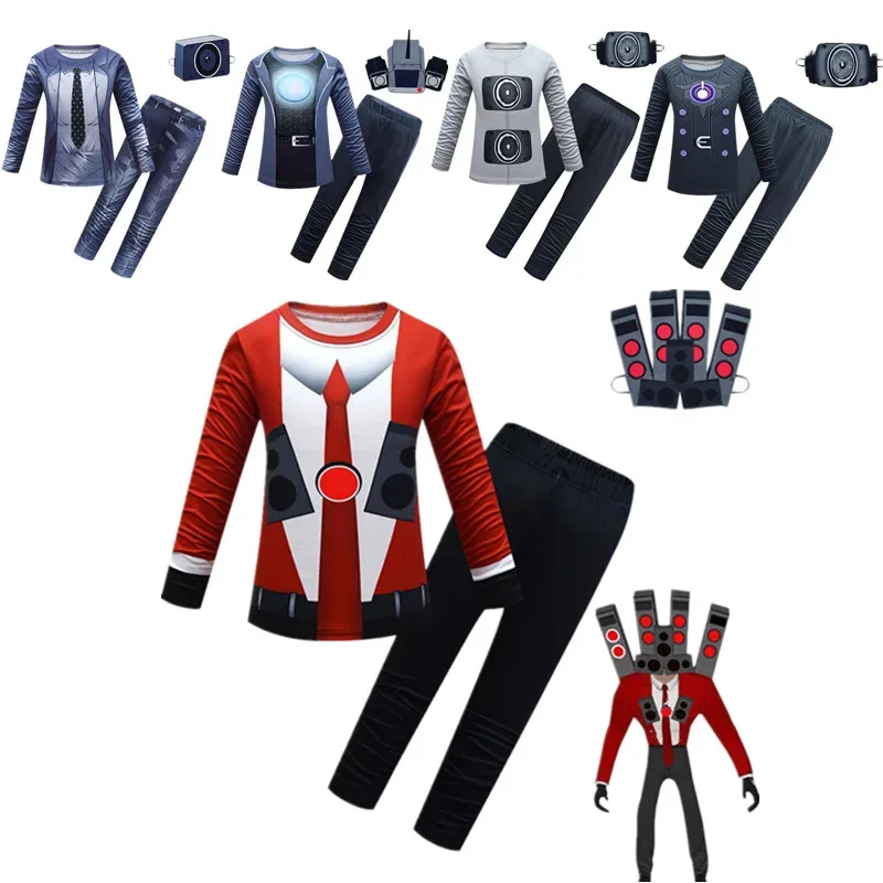 Skibidi المرحاض تأثيري ازياء مضحك المتكلم رجل تيتان الصوت رجل هالوين لعبة الرعب الشكل 3 قطعة مجموعات للأطفال هدايا عيد ميلاد