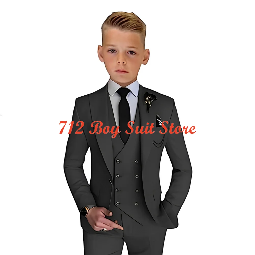 Classic Boys 3 Piece Suit Kids Wedding Tuxedo Jacket Pants Vest Formal Child Blazer Outfit for 2-16 Years Children