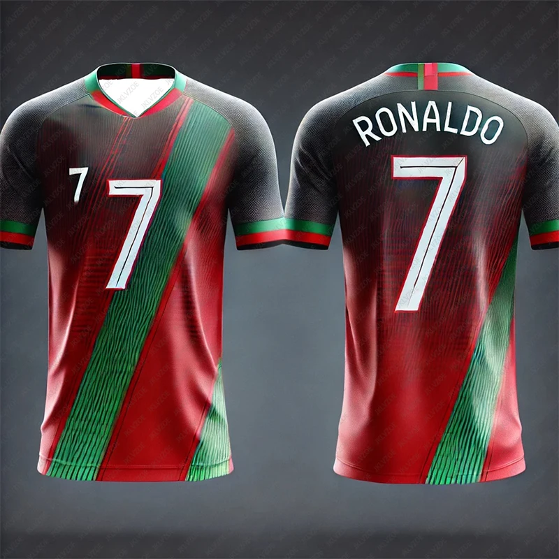 24/25 Summer Men\'s Short Sleeved T-shirt Cristiano Ronaldo No.7 Shirt Fashion Quick Drying Breathable Casual Loose Oversized Top