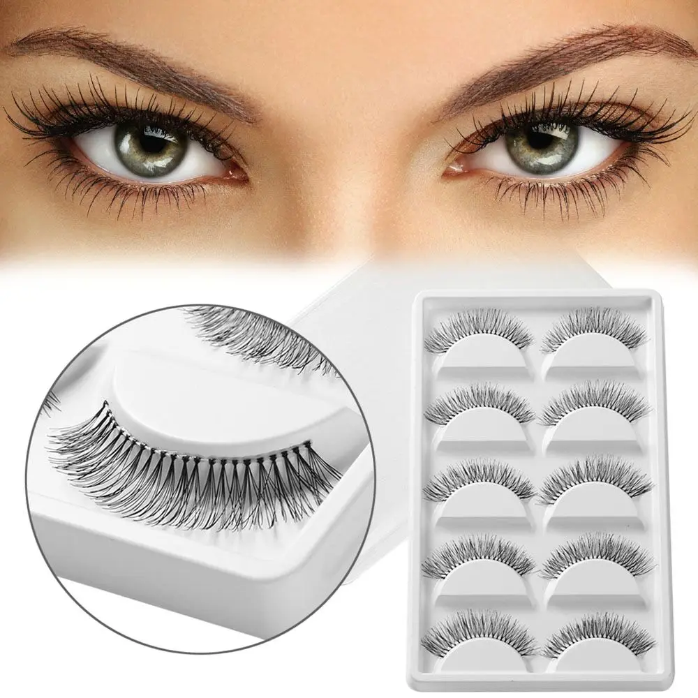 5 คู่ยาวหนาขนตาปลอม Black Eye Lashes Extension Handmade