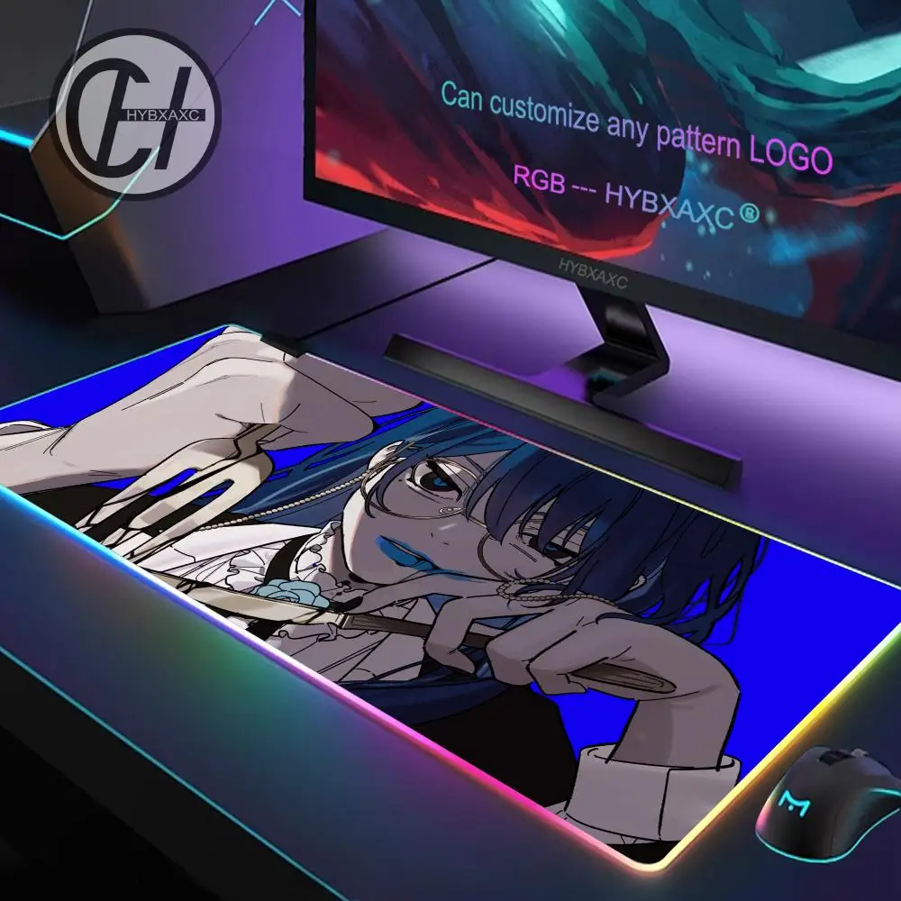 شعبية المغني الياباني A_ado الكرتون ماوس الوسادة RGB الألعاب ماوس الوسادة حصيرة مكتبية HD ألعاب كبيرة LED ضوء XXL ماوس الوسادة