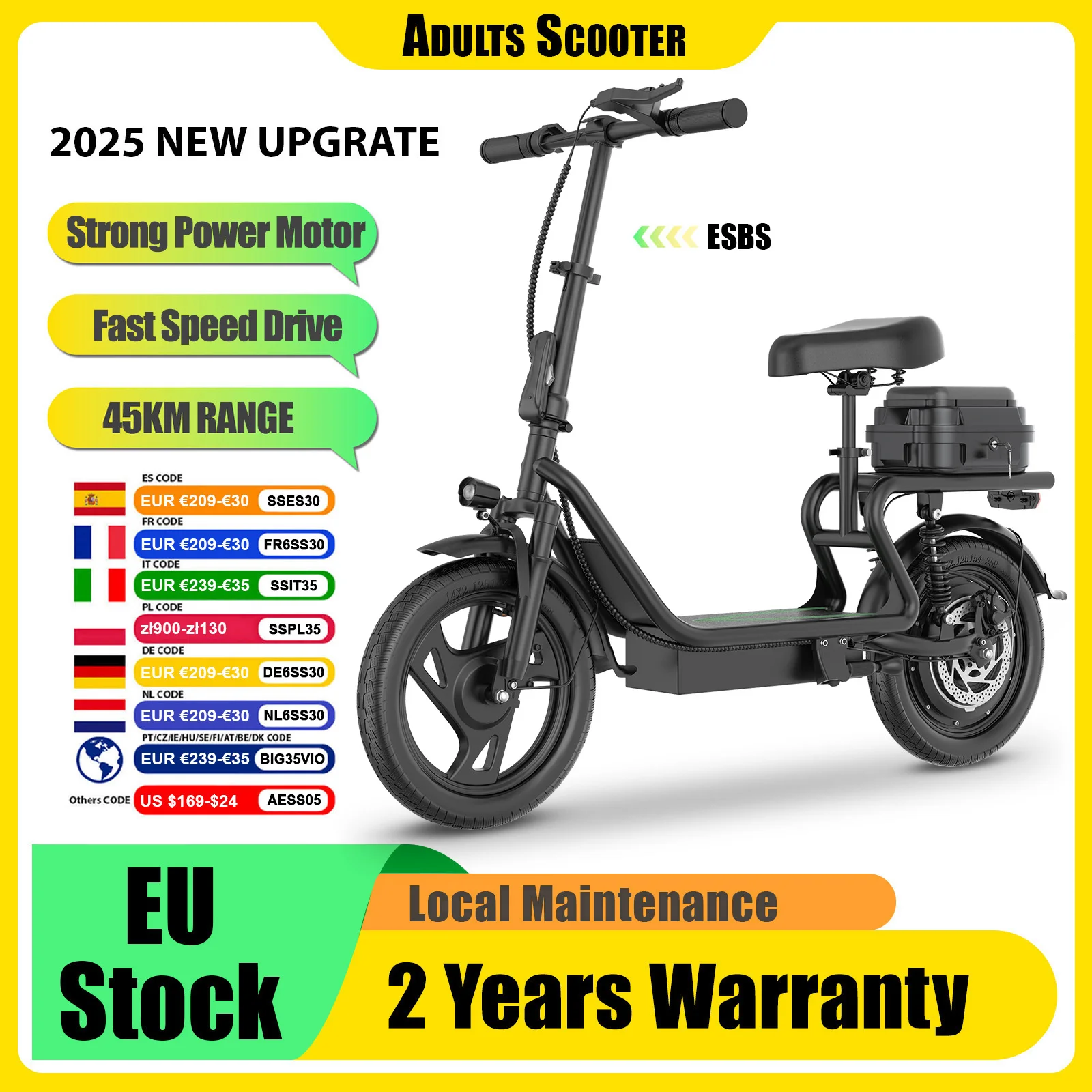 Monopattino Elettrico Potente ESBS/TX01 2026 - Autonomia Super 25/45KM, Ruote 8.5"/14", Pieghevole, Consegna Rapida, Smart Escooter