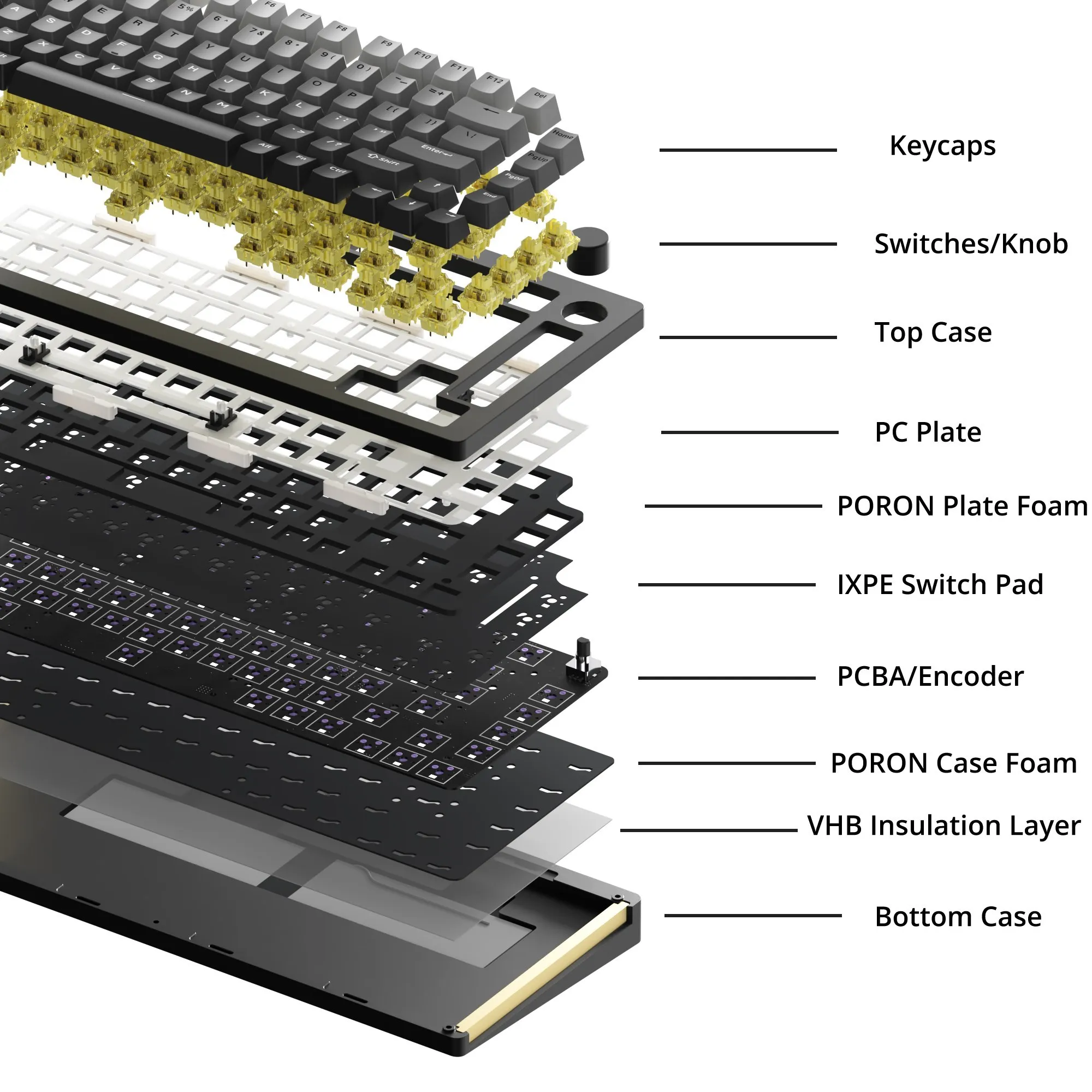 Imagem -06 - Teclado Mecânico Akko Monsgeek M1w 75 Rgb Modos Múltiplos Hot-swap Metal Cnc de Alumínio Montagem de Junta Virada para Sul