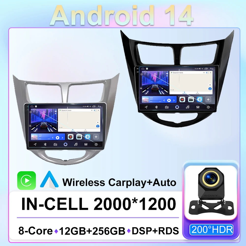 

Android14 For Hyundai Solaris Verna Accent 1 2010 - 2016 Car Radio Multimedia Video Player Navigation GPS Stere Carplay Auto DVD