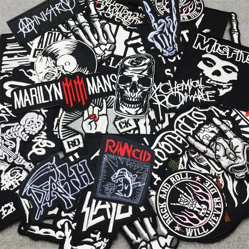 Band Rock Bestickte Aufnäher für Kleidung DIY Applikationen Streifen Aufbügelbare Patches für Kleidung Nähabzeichen PUNK METAL MUSIK