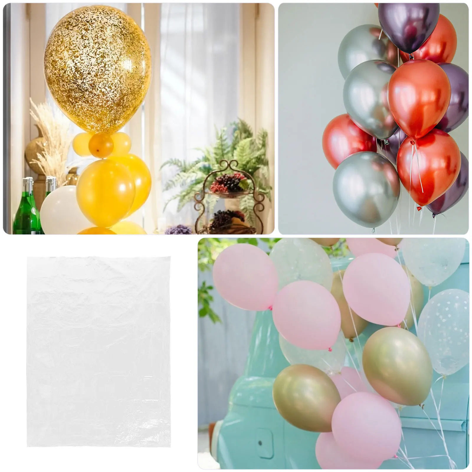 Bolsa de transporte de balão transparente pe, 2 peças, à prova d'água, grande capacidade, dobrável, leve, organizador de armazenamento de balão, recipiente para