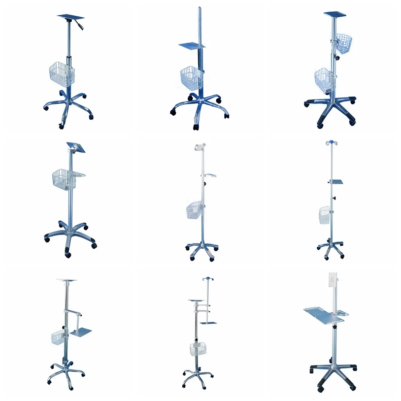 Medical Standing Trolley Rolling Cart Medical Trolley With Big Platfrom  With Cable Hanger EKG Machine Cart