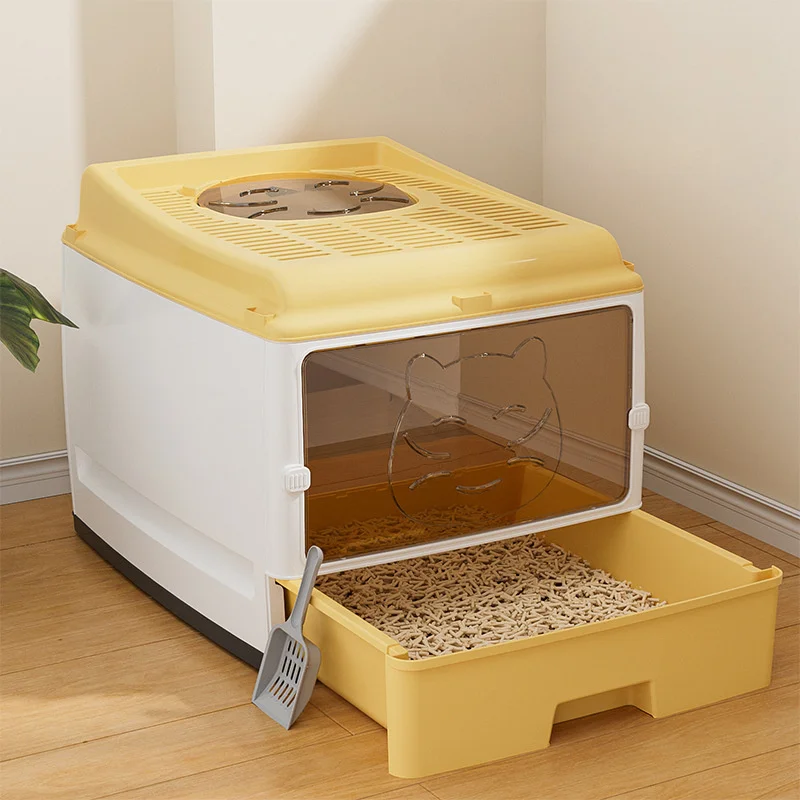 Extra Large Cat Litter Box Fully Enclosed Double Door Cat Toilet, Can Accommodate Two Adult Cats, Odor Proof & Anti Drop