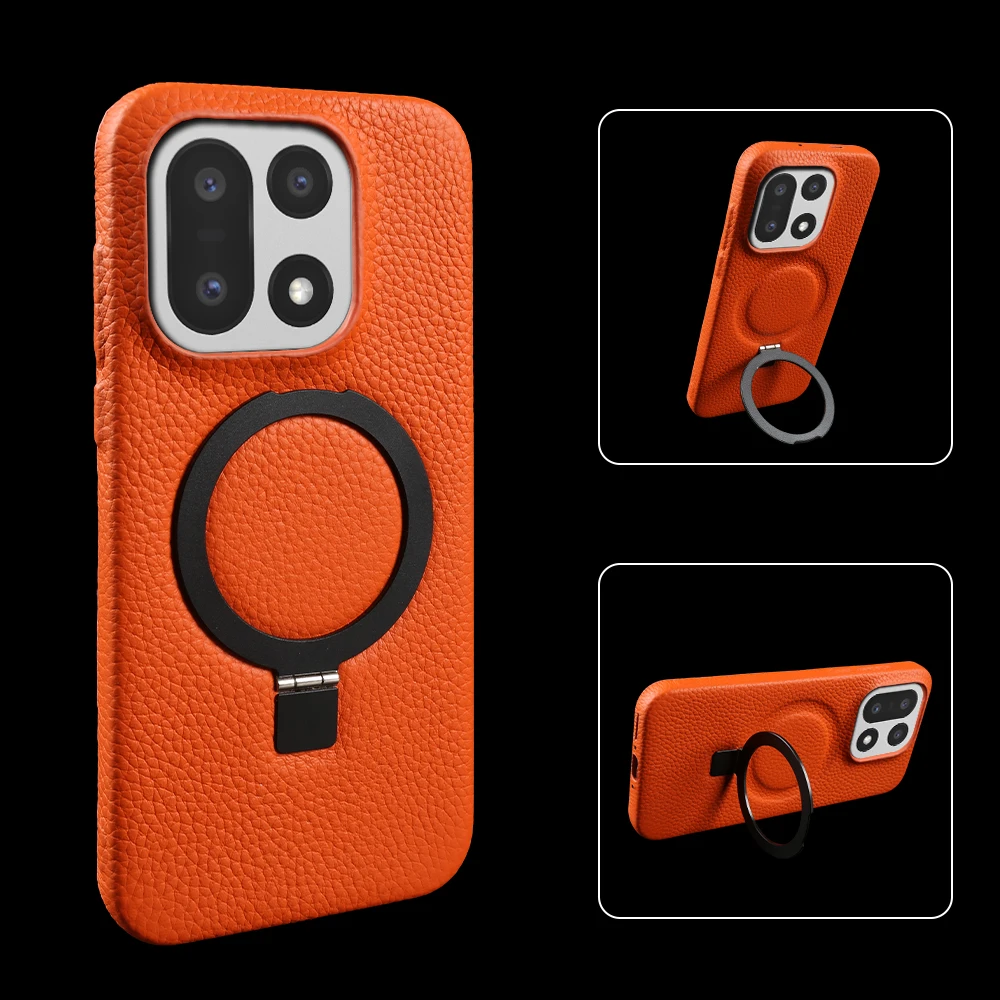 

Phone Case For OnePlus 15 13S 13T 10T 12 11 Nord N100 CE3 Ace5 Ace 5 Pro 2 3 Genuine Leather Case Magnetic Bracket Stand Ring