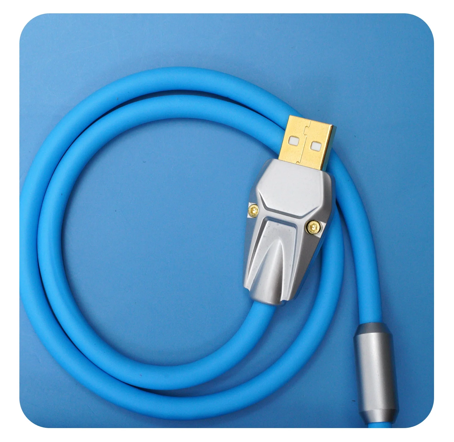 GeekBable Handmade Customized Mechanical Keyboard Data Cable Super Elastic Rubber Machine Cat Blue in Stock