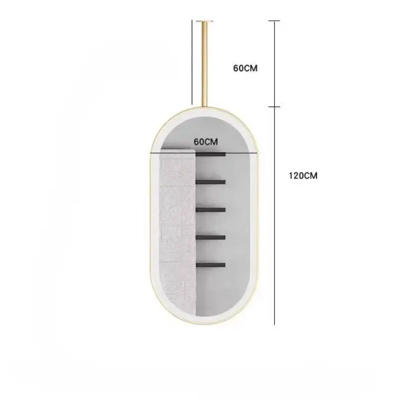 رفع قضيب مرآة السقف شنقا بيضاوي الشكل مضيئة فندق السرير والإفطار الحمام كامل الجسم جدار لاصق ملصق