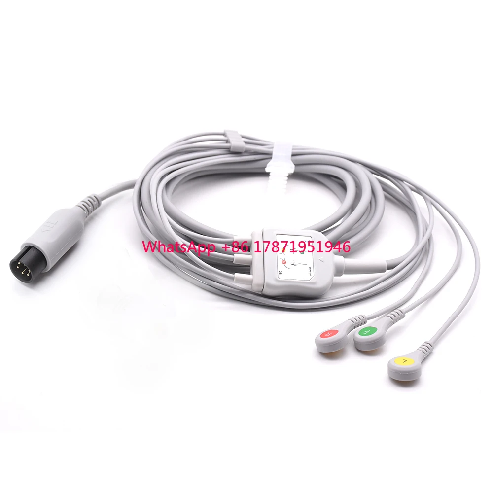 

AAMI Universal 3-Lead IEC ECG/EKG Cable Snap-On Medical Consumables for Patient Monitoring