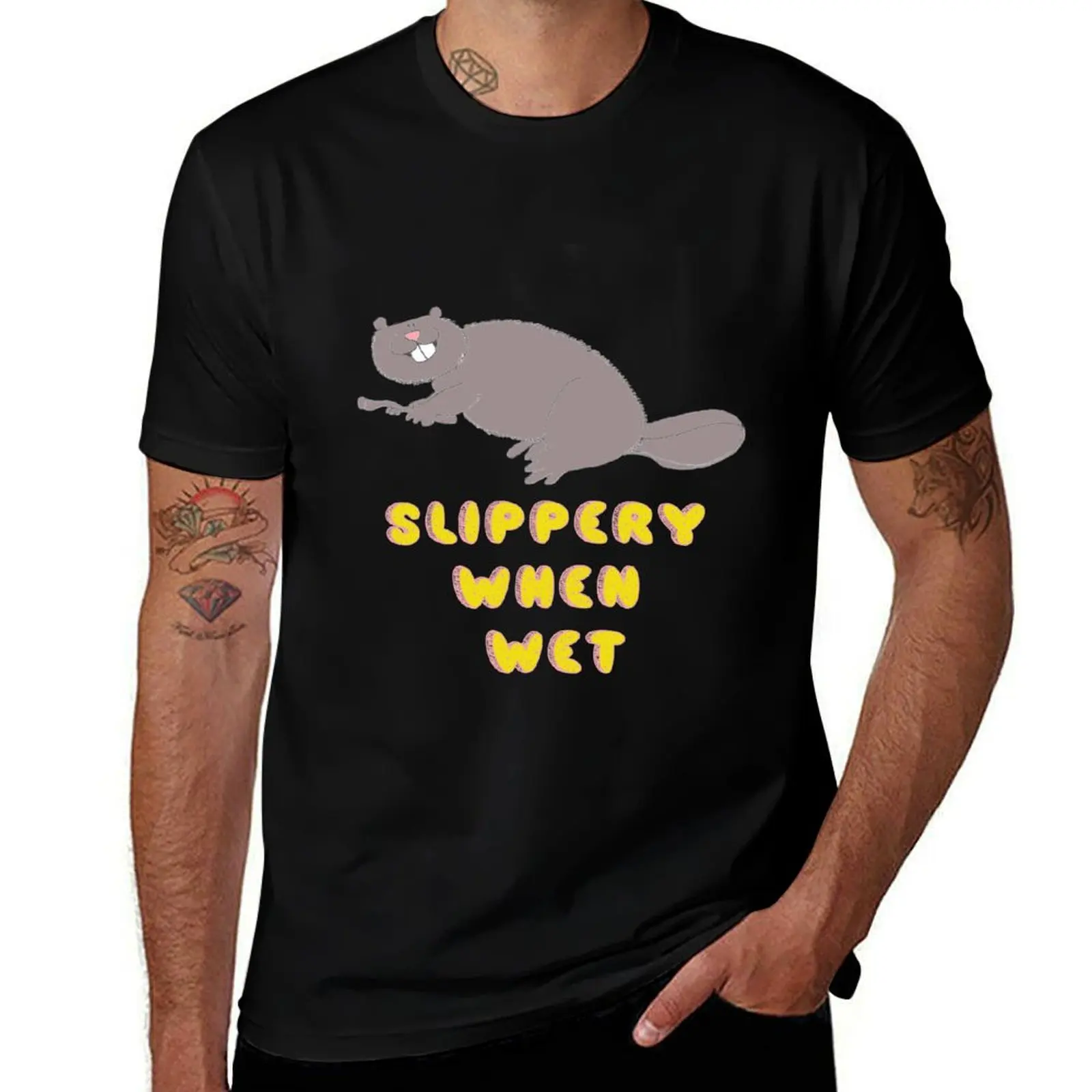 Slippery When Wet T-Shirt Classic Print Short Sleeve Shirt T-Shirt