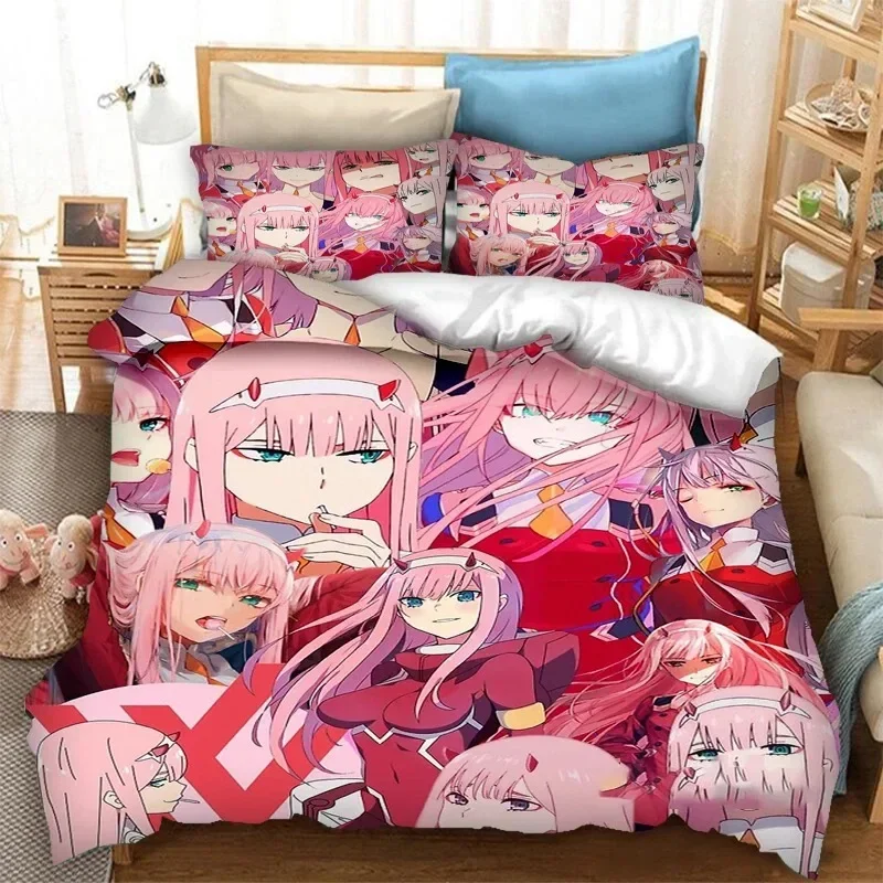 DARLING in the FRANXX Zero Two 02 Bedding Set Boys Girls Twin Queen Size Duvet Cover Pillowcase Bed Kids Adult