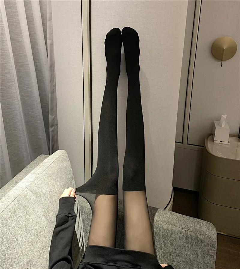 Damen Mädchen Ultra Dünne Transparente Strumpfhose Patchwork Durchsichtige WEIßE Overknee-Strümpfe Damen Strumpfwaren Überknie Gestreifte Strumpfhosen – Detail 17