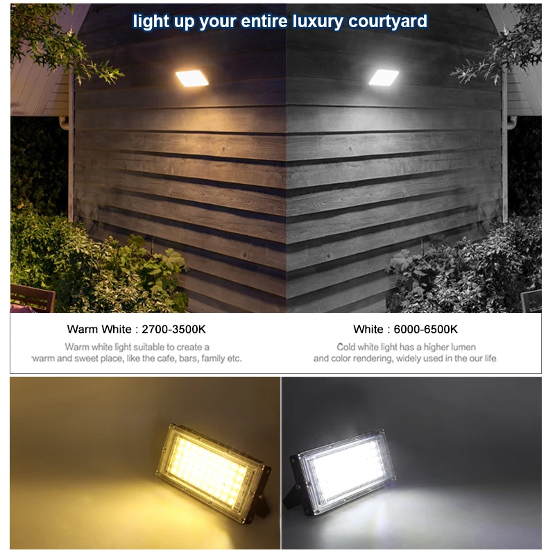 Holofote LED 100W AC 220V À Prova D\' Água IP65 Iluminação Exterior LED Refletor LED Holofote Projetor Lâmpada de Rua Lâmpada de Rua