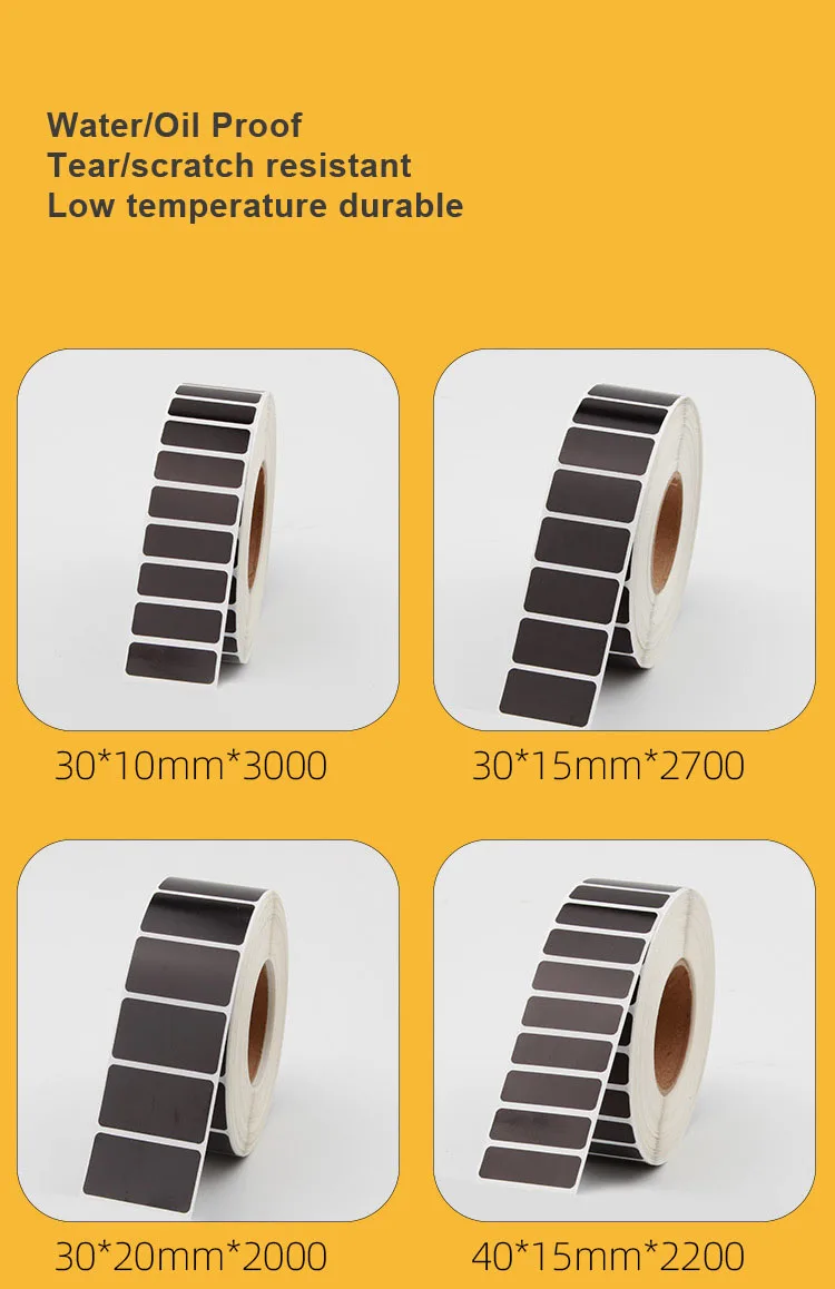 Waterproof Black PP Sticker 30 40 50 60 70 80 90 100mm Vinyl Transfer Carbon Printer Label or For Foil/UV